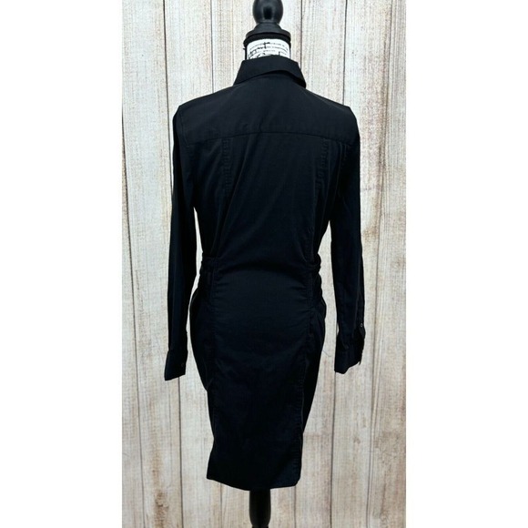 UNTUCKit Angelina Shirt Dress Size 8 Black Button Front Tie Stretch Pockets - Picture 3 of 9